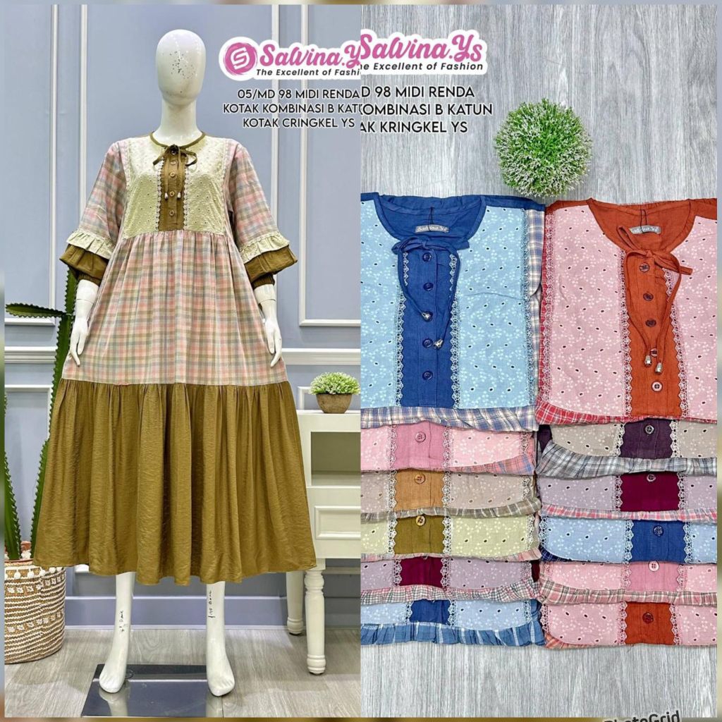 MIDI dress by salvina.ys kotak mix brokat Ter baru