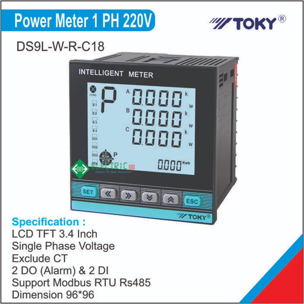 Toky, Power Meter 1 Phase Support Modbus Rs485