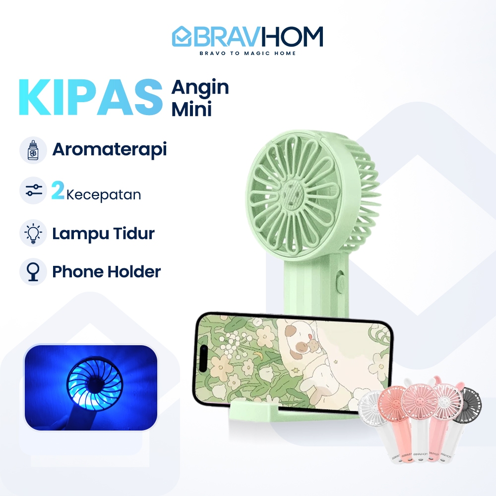 BRAVHOM Kipas Mini Portable Aromaterapi USB Cas Karakter Sebagai Dudukan Ponsel BL-FN21
