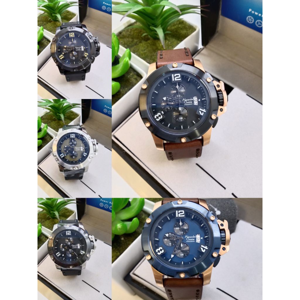 Jam tangan pria Alexandre Christie AC 6295 MC Leather Strap Original