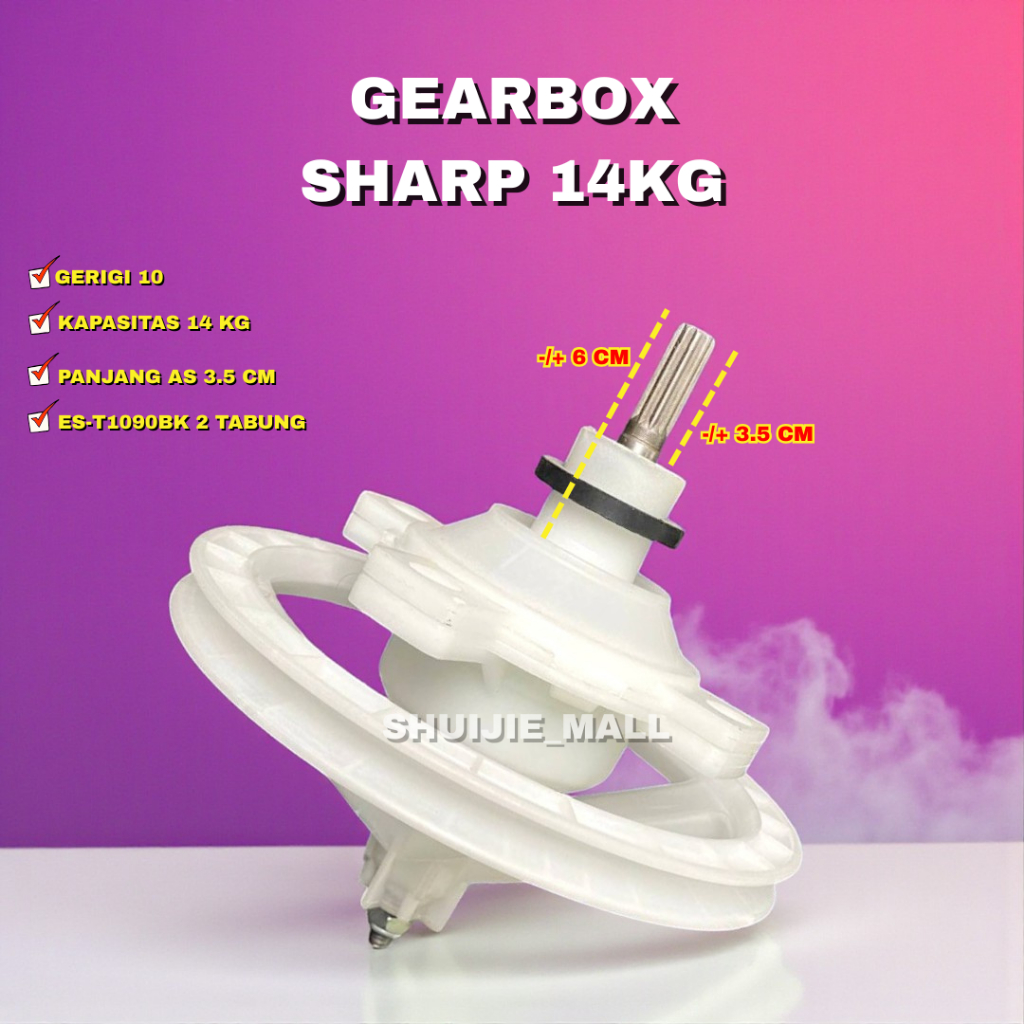 GEARBOX MESIN CUCI SHARP 14KG – GEAR BOX SHARP 2 TABUNG UNIVERSAL | KOMPONEN PENGGERAK KUAT & TAHAN 