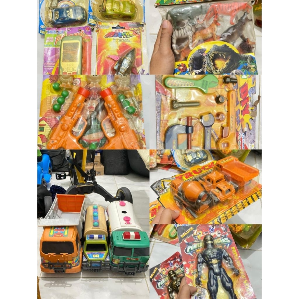 PAKET MAINAN Anak Laki Laki Mobil Truk Mainan Mekanik Hewan Karet Robot (DAPAT SEMUA) 13 pcs