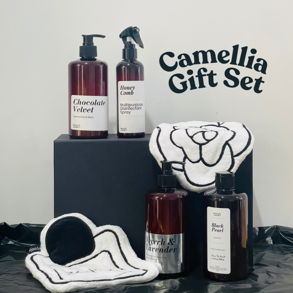 CAMELLIA GIFT SET TEMAN MANDI | Hampers Gift Box Bubble Bath Body Wash Hand Wash Multipurpose Disinf