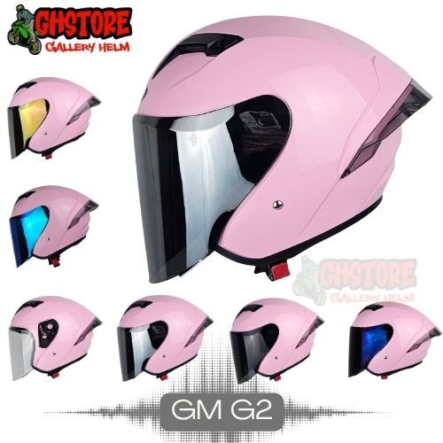 HELM GM G2 SOLID | PINK | VISOR IRIDIUM G2 SINGLE VISOR ORIGINAL SNI