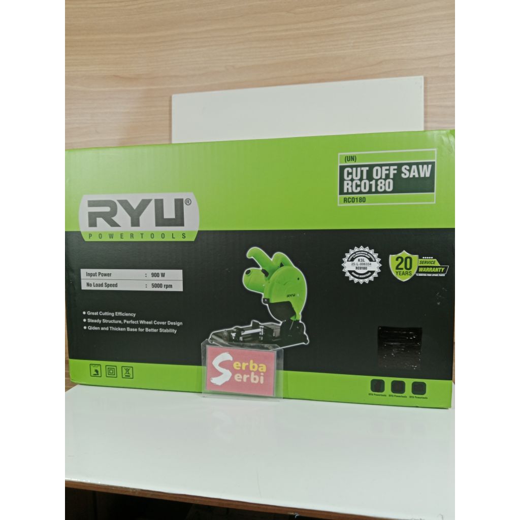 (RCO180 7" CUT OFF RYU) Mesin potong besi kayu duduk perkakas