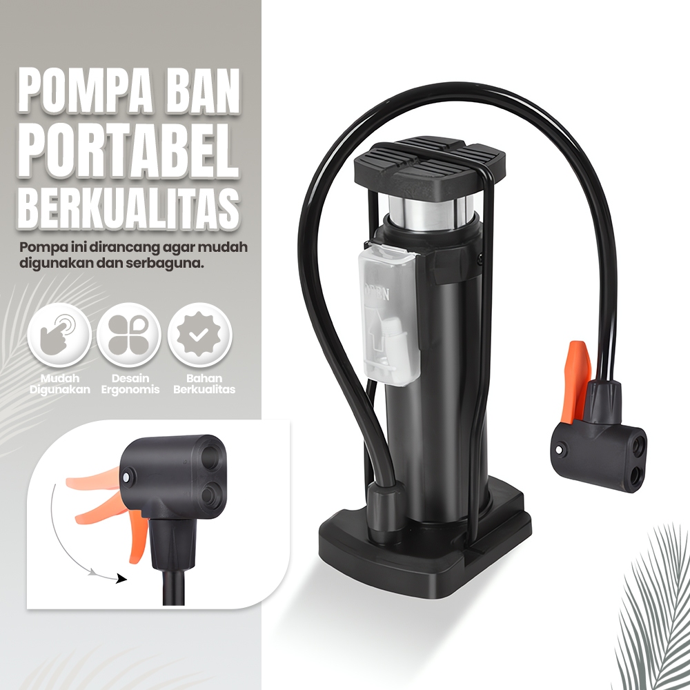 Pompa kaki bertekanan tinggi untuk sepeda, mobil, sepeda motor, kendaraan listrik, dan sepeda roda t