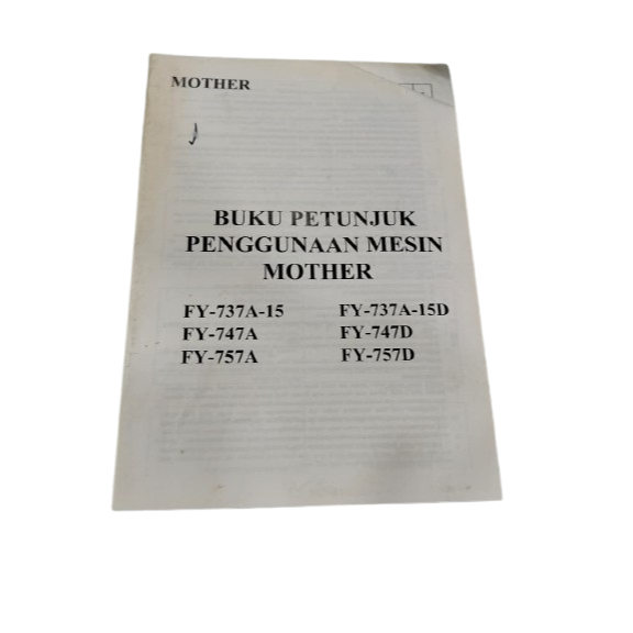 Instruction Manual Part Book Mesin Jahit / Operation Manual / Buku Panduan Mesin Jahit