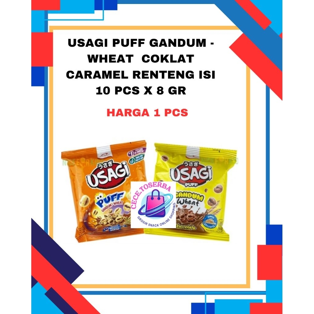 USAGI PUFF GANDUM -WHEAT  COKLAT CARAMEL RENTENG ISI 10 PCS X 8 GR