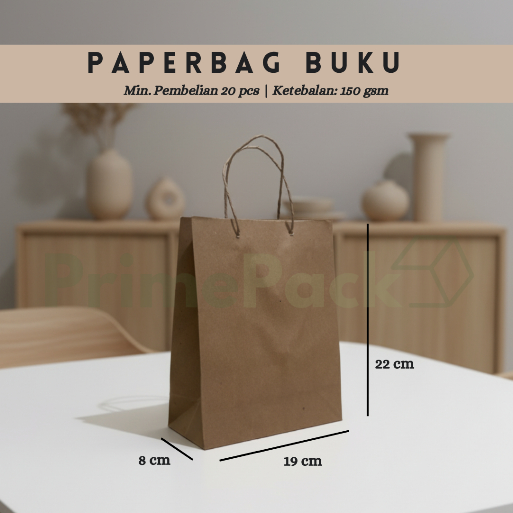 Paperbag Buku Kraft Coklat Polos Ketebalan 150 gsm Tas Kertas