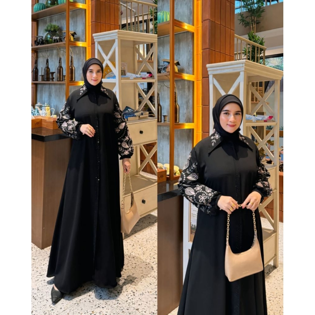 ABAYA BORDIR BUNGA // ABAYA HITAM ELEGANT // ABAYA KEKINIAN