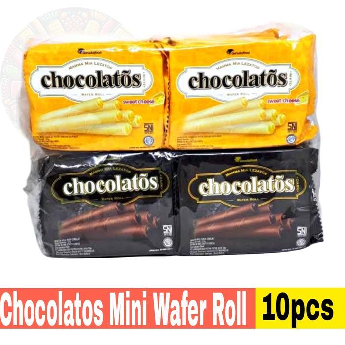 CHOCOLATOS MINI ISI 10 BUNGKUS PCS WAFER STIK ROLL COKLAT KEJU 2000 24GR CEMILAN ANAK REMAJA