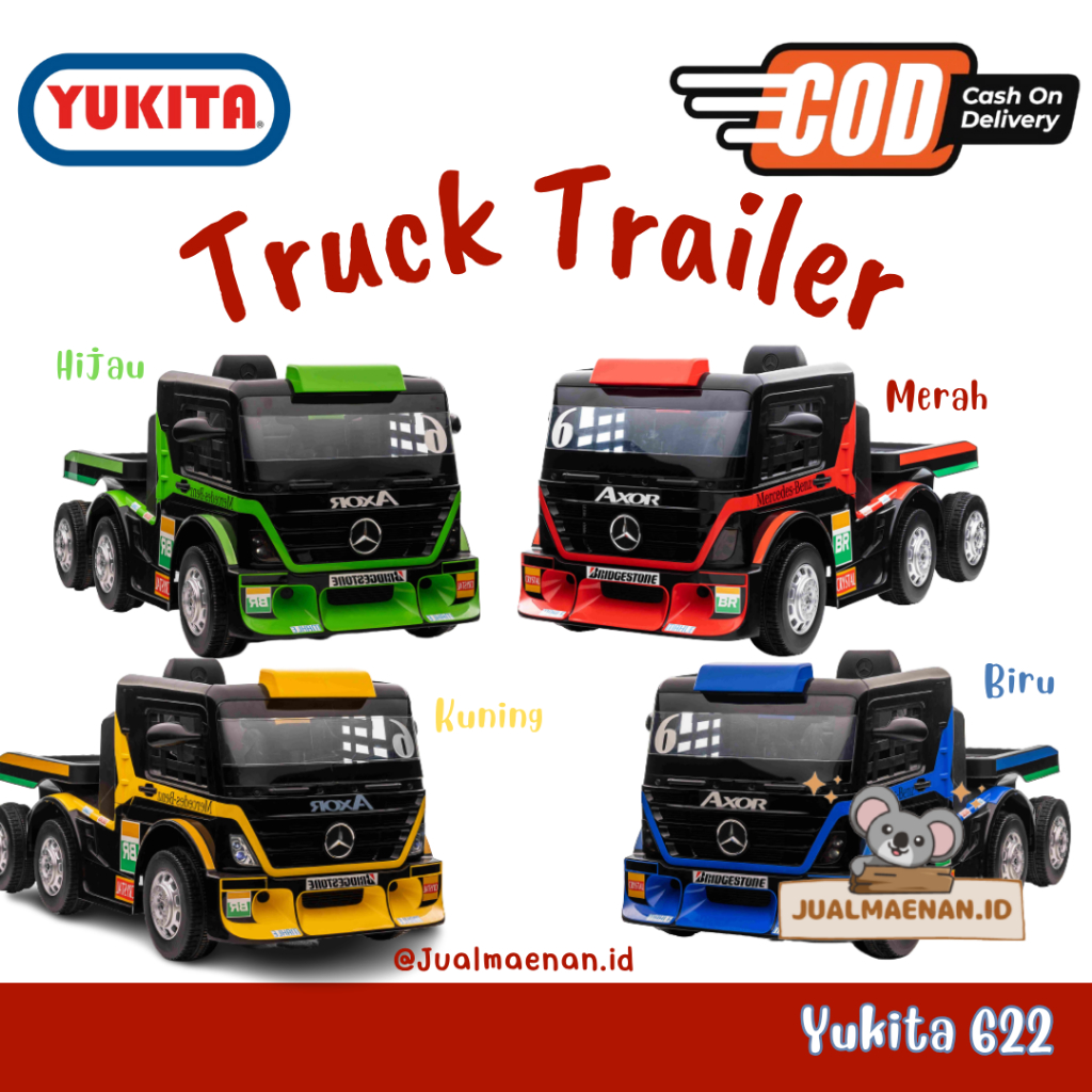 Mobil aki anak Yukita 622 Truck Trailer Licensed Mercedes Benz