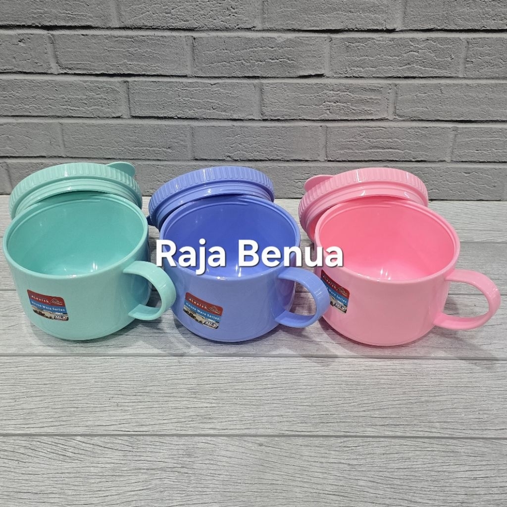 Soup Cup Panda Jumbo Plastik Mug Tutup Drat Bergagang Tebal & Cakep Alexish