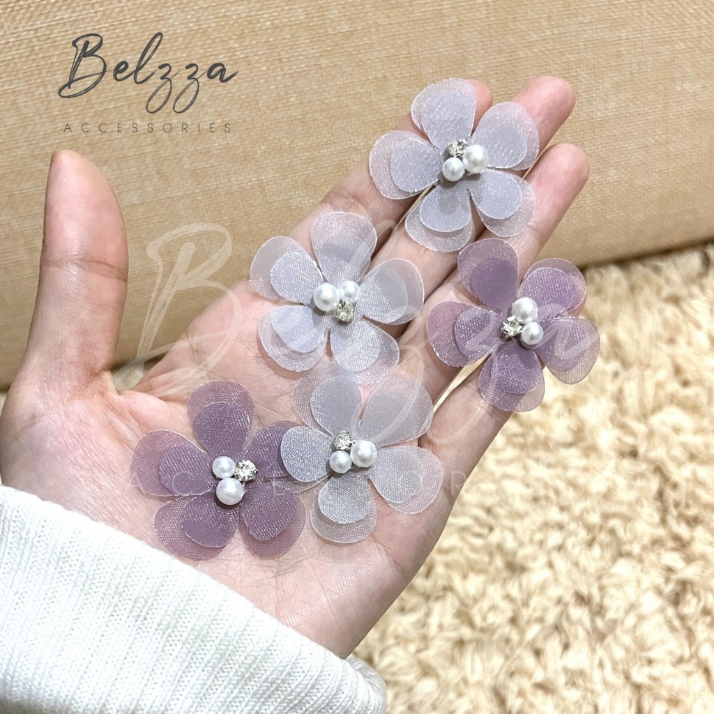 Hiasan Bunga Organza Elegan Multifungsi ,bunga daisy 4cm,kain organza,Bunga Kain Organza Mini Hiasan