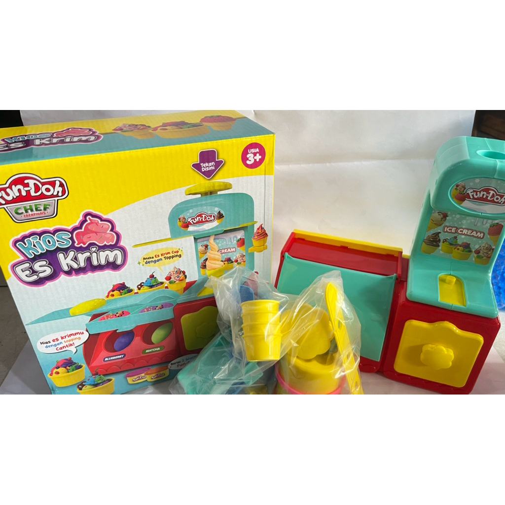 KIOS ES KRIM FUNDOH Mainan Dapur Plastisin Satu Set Cetakan dan Lilin Pembuat Kue Es Krim Edukatif M