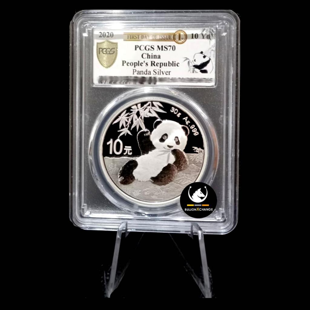 Koin perak 2020 Chinese Silver Panda 30 gram Silver Coin PCGS MS70 FDOI