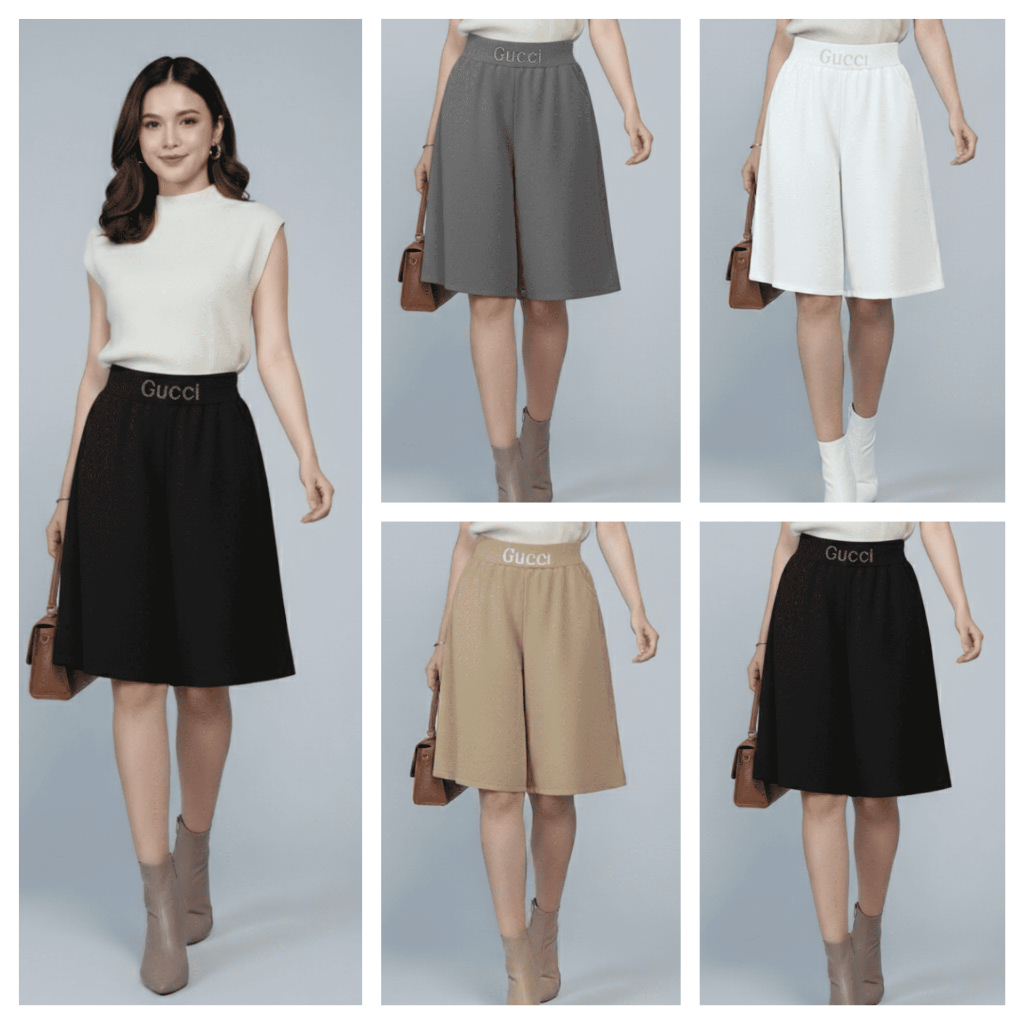 Kalfashion - Celana Pendek Motif Tulisan (Premium Celine Import)