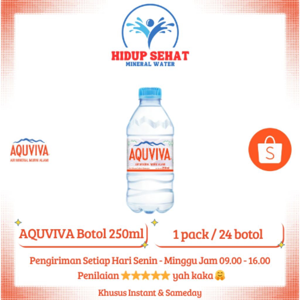 AQUVIVA Air Mineral Dalam Kemasan Botol 250ml - 1 pack / 24 botol