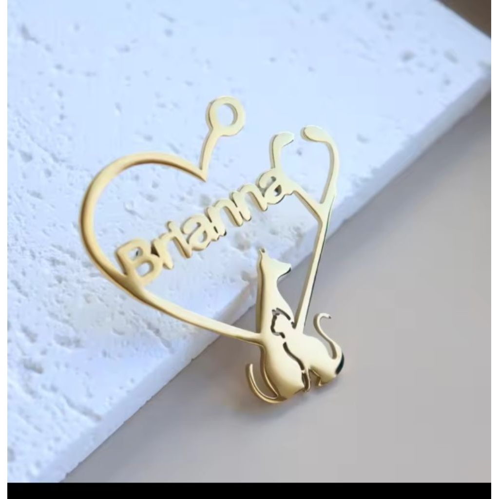 bros dokter hewan bros nama cantik elegan titanium anti karat bros nama murah