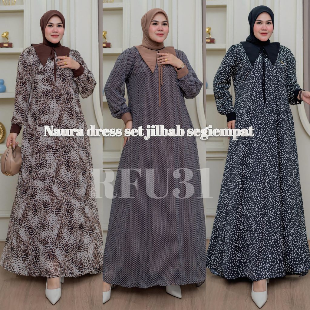 NAURA DRESS SET JILBAB SEGIEMPAT