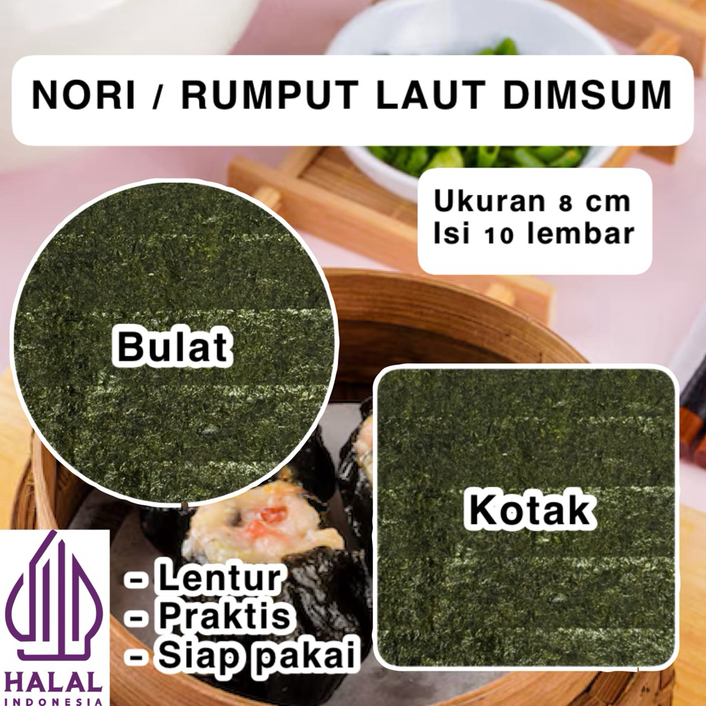 Nori Dimsum Kulit Nori Dimsum 8 cm Kotak / Bulat isi 10 lembar