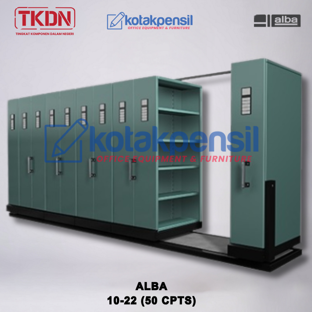 Mobile File Manual ALBA MF 10 – 22 (50 cpts)  Roll O  Pack | Lemari Arsip Besi Kantor & Sekolah
