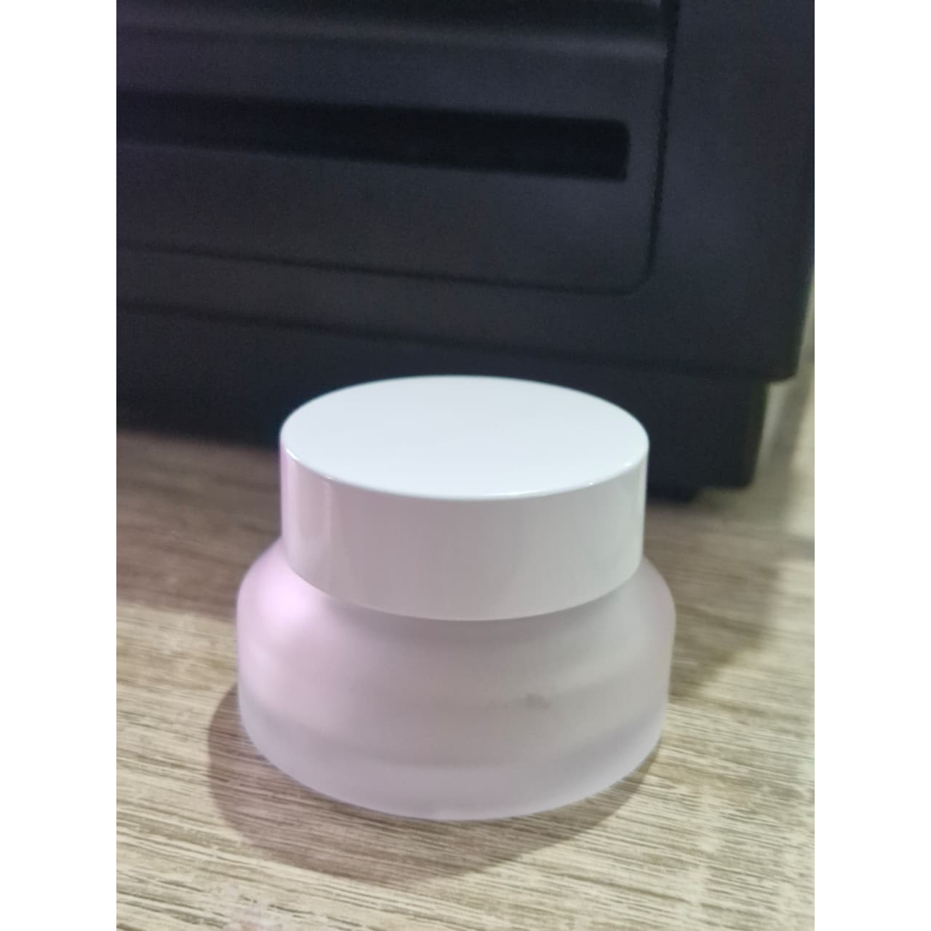 AST - Pot Krim Kosmetik 10gr Kaca Frosted + Spatula | Botol Tempat Skincare Wajah