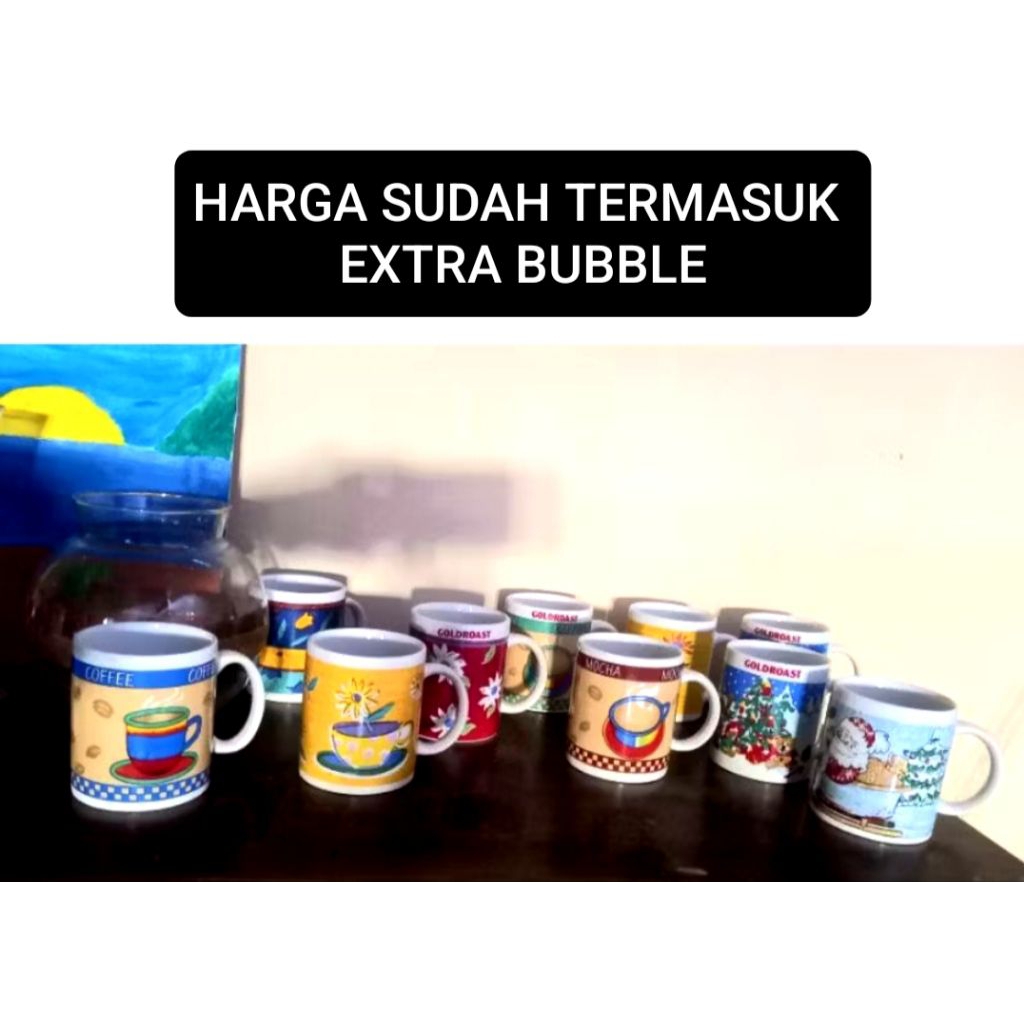 MUG GAMBAR 300ML KERAMIK TEBAL (NO DOS ORI) SURABAYA SIDOARJO VIA INSTAN SAMEDAY MUG NATAL HAMPERS U