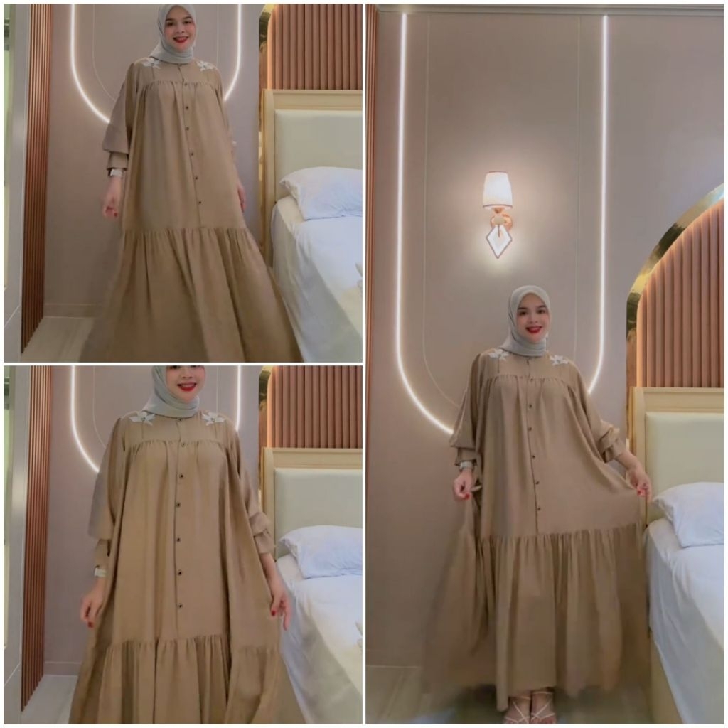 DRESS ALENA//GAMIS RAYON TWILL//DRESS POLOS//MIDI POLOS LENGAN PANJANG//GAMIS BORDIR//GAMIS TERBARU