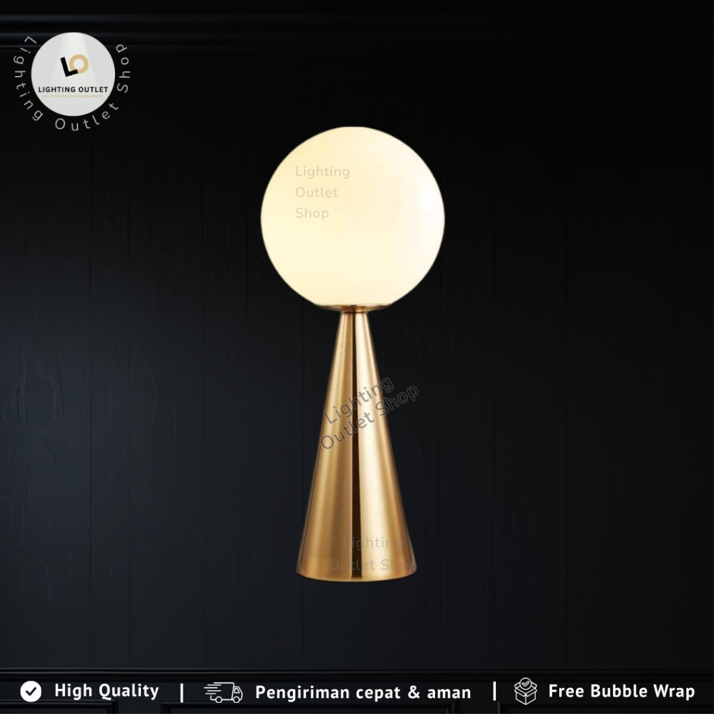 Lampu Meja Hias Indoor gaya Aesthetic Minimalis Modern Bulat/Bola Kaca untuk Kamar tidur / Ruang Ten