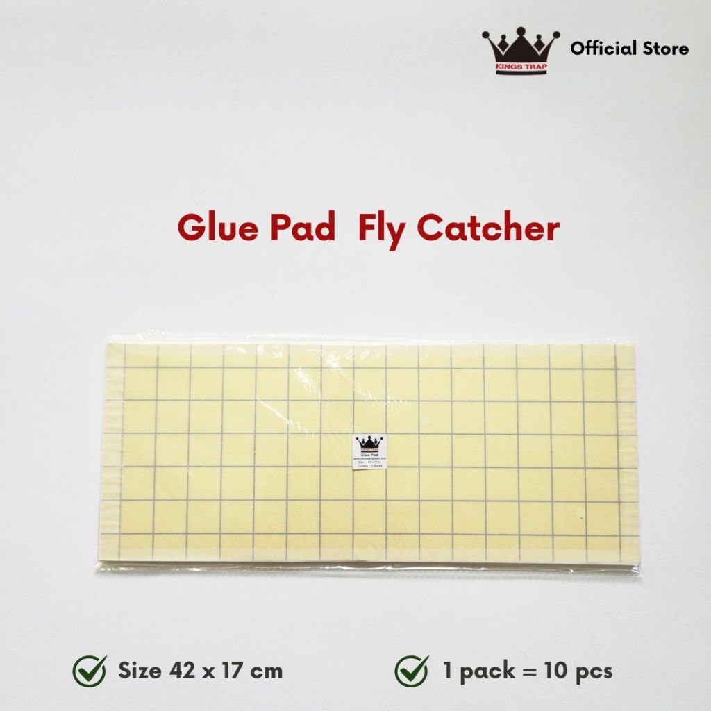 KINGS TRAP - 10 Lembar Glue Pad Fly Catcher, Kertas Lem Lalat Size 42x17cm