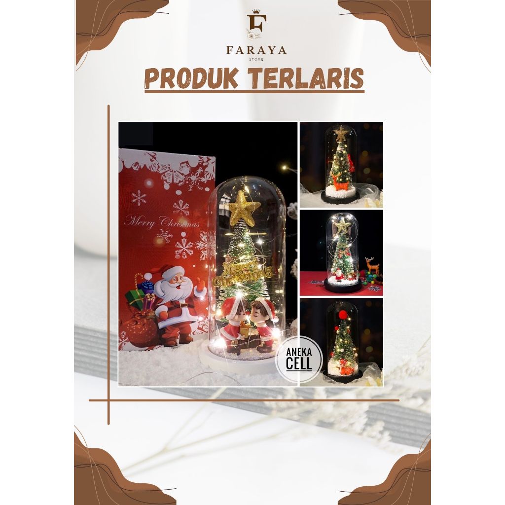 Lampu LED Natal Dekorasi Beauty And The Beast Rose Hampers Natal Pajangan Kado Hadiah Couple Santa C
