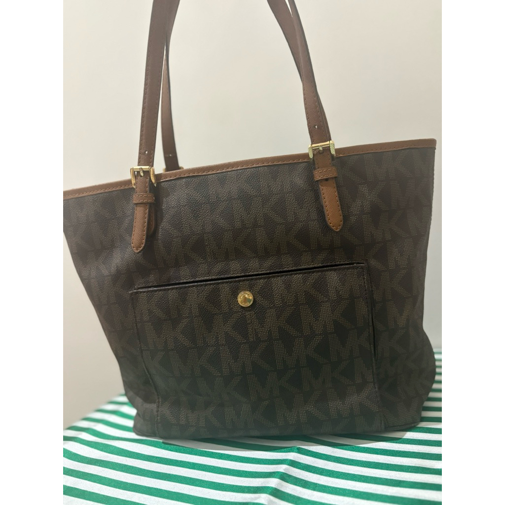preloved Tas MK Snap Pocket Medium Tote brown signature