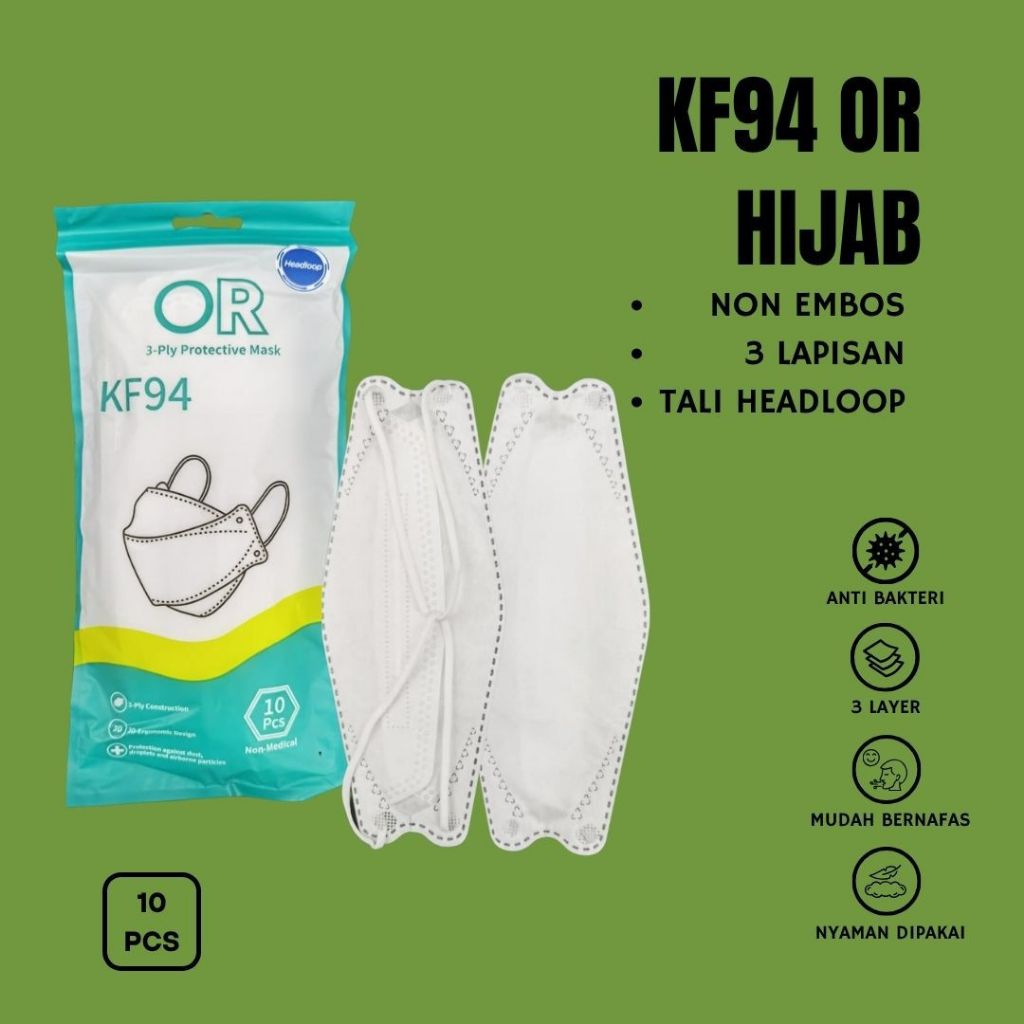 KF94 Hijab | Masker KF94 Hijab | Masker Hijab |  Headloop KF94 - Tali Melingkar di Kepala