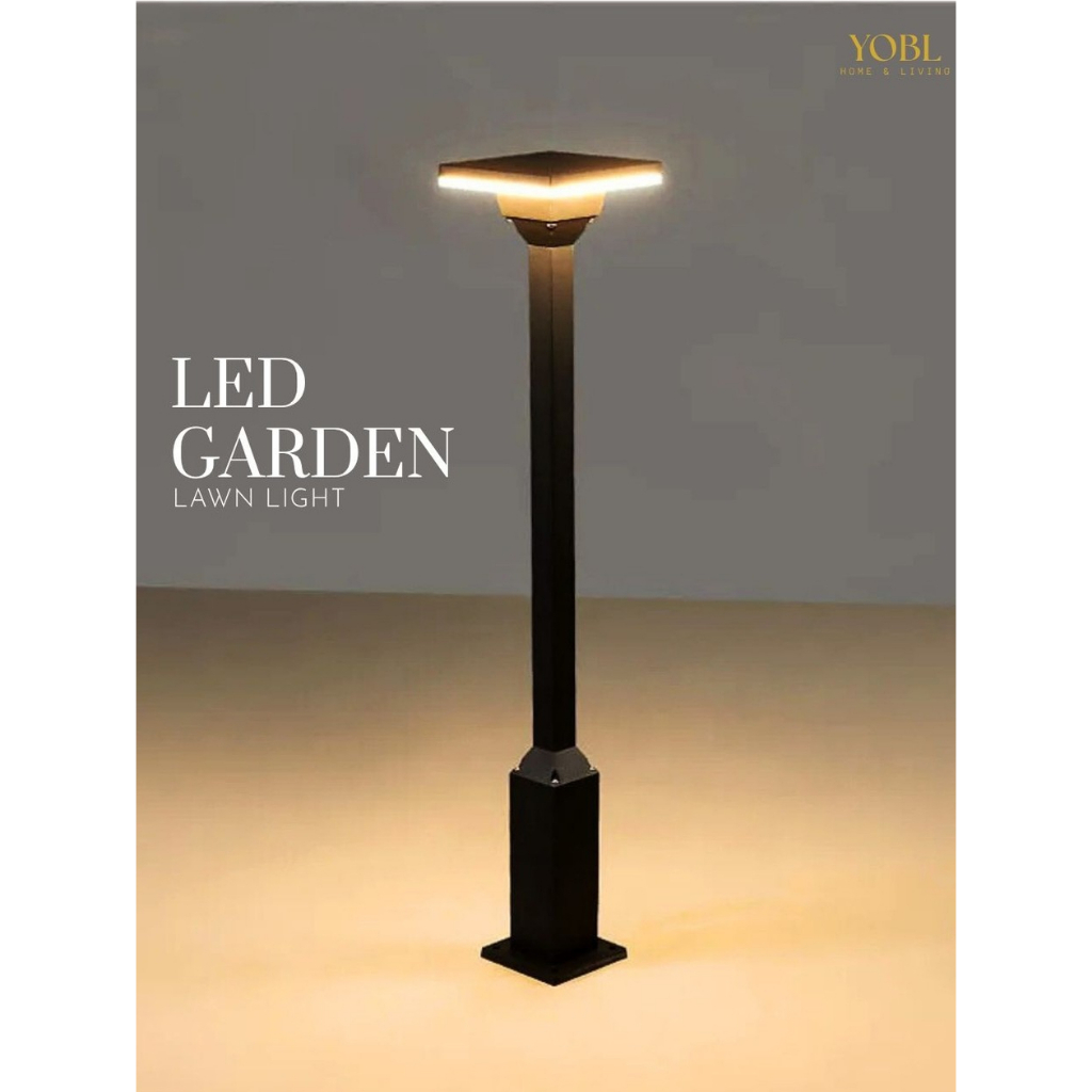 Lampu Hias Standing Taman Pilar LED Outdoor Kotak