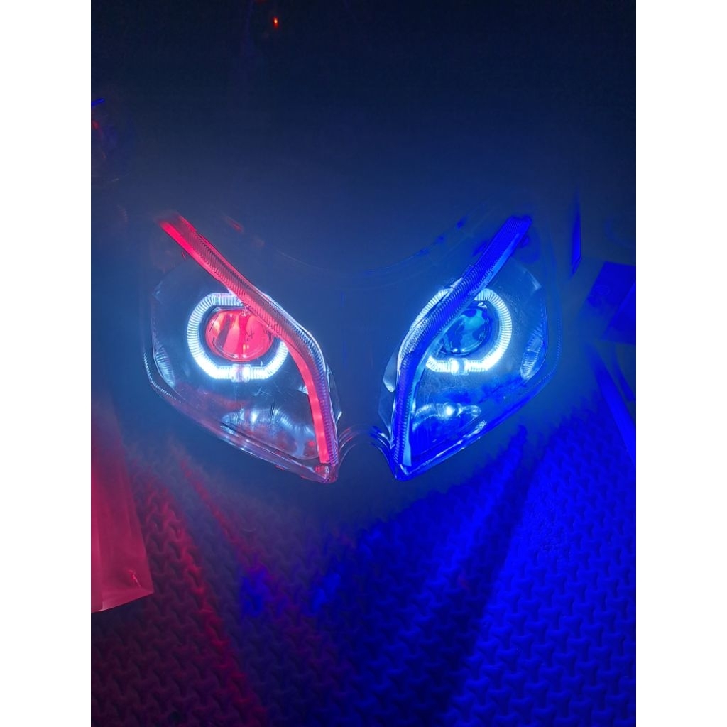 Reflektor Lampu Depan Custom Biled Ala Ala+Lampu Alis Model Beda Warna Untuk Motor Vario Cw 110 Karb