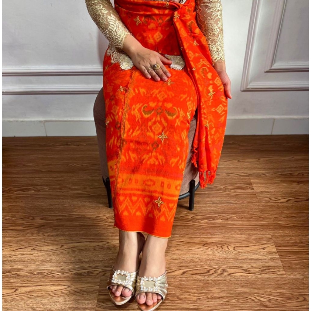 kain tenun endek alam lasem tabur bintang set selendang songket bordir emas // kamen endek bali // k