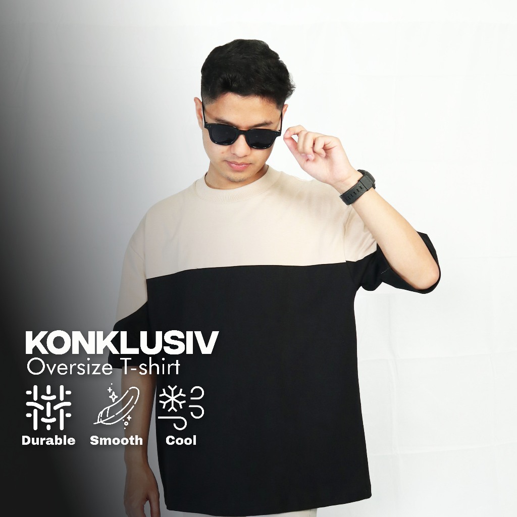 Konklusiv Kaos Oversize Pria Cotton 20s Krem Hitam