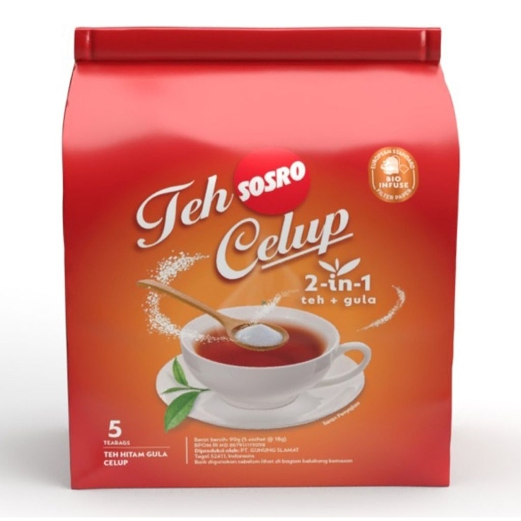 SOSRO Teh Celup 2 in 1 Bag 5 x 18 g
