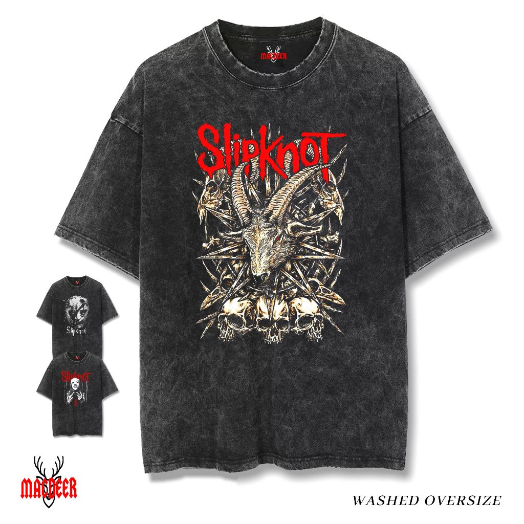 MACDEER Kaos Oversize Band SLIPKNOT WASHED T-SHIRT KAOS WASH | SLK 1-9