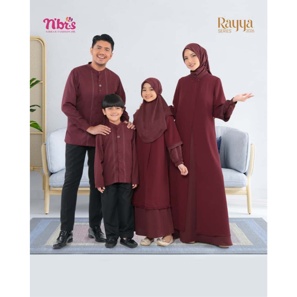 COUPLE FAMILY LEBARAN 2026 LYDIA MAROON BY NBRS FASHION BAJU KELUARGA GAMIS MOM BUSUI ATASAN KOKO KE