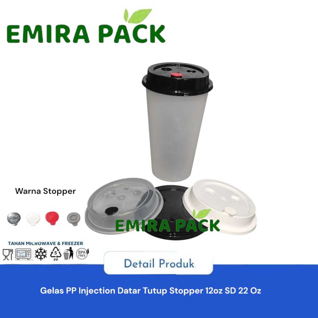 Gelas Cup PP Injection Doff Datar / Gelas Cup Injection Frosted / 14oz /16oz Stopper ISI 25PC