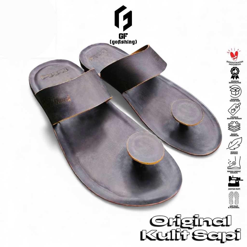 GF Sandal Pria Sandal Cowok (Sandal Kulit Sapi) Sandal Slide SD-06 Kulit Sapi Asli