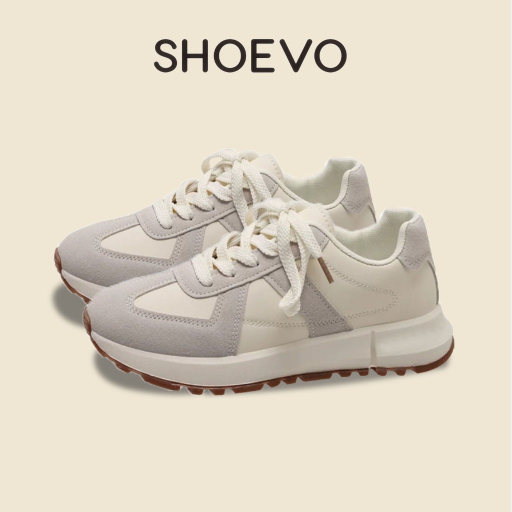 SHOEVO Sepatu Wanita Sneakers Kasual Tebal & Empuk - Desain Simpel Nyaman Mudah Dipadukan Sol 3.5cm 