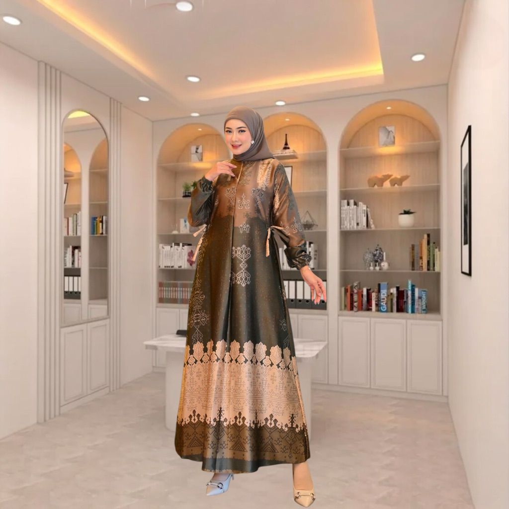 Gamis Raya Motif Silk Premium Gamis Model Terbaru Gamis Lebaran Gamis Kondangan Kekinian Bagus