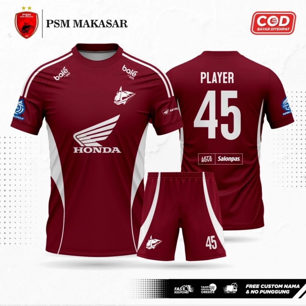 JERSEY PSM MAKASSAR TERBARU 2025/2026 GRATIS TAMBAH NAMA DAN NOMER PUNGGUNG