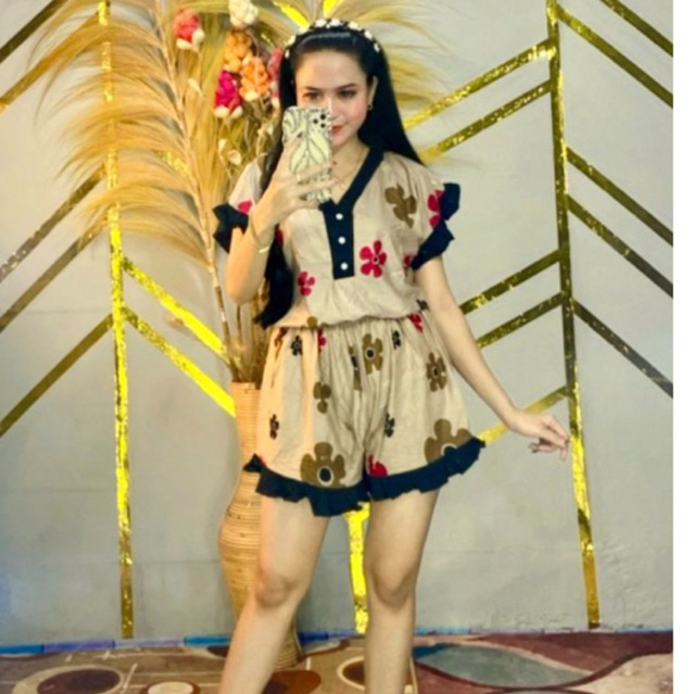 One Set Wanita Rayon Premium / Santung & Polos Micro/ Setelan Celana Pendek / Vivi Set