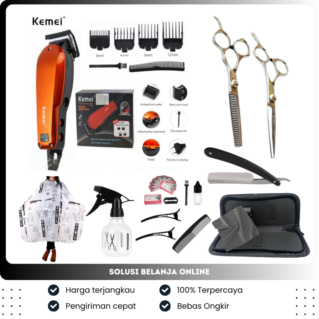 Alat Cukur Rambut kemei Elektrik Profesional Barbershop Gunting Rambut Gunting Sasak Set Potong Ramb