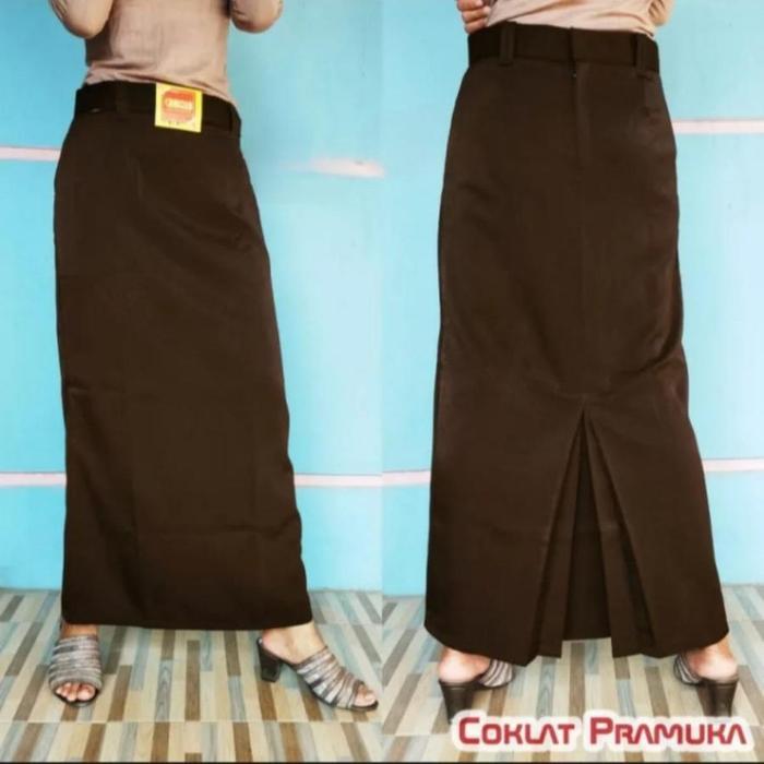 ROK SPAN BELAH BELAKANG SERAGAM SEKOLAH COKLAT PRAMUKA smp/sma