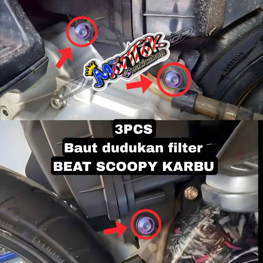 baut titanium dudukan box filter beat scoopy karbu